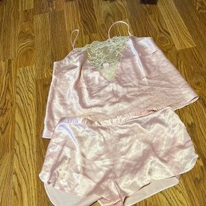 Pink lace and satin PJ Set